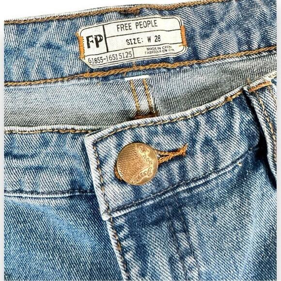 Free People - Denim Mini Cutoff Shorts - Picture 2 of 9